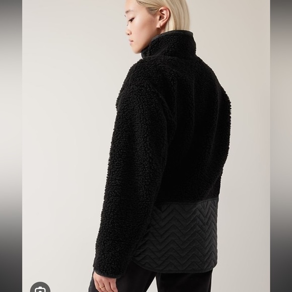 NWT Athleta Sherpa black L cozy snap - Picture 2 of 6